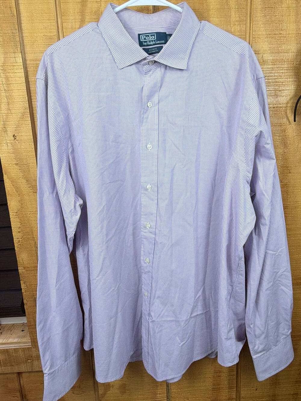 Polo by Ralph Lauren Estate Custom Fit Dress Shirt Lilac White Size 18 36/37